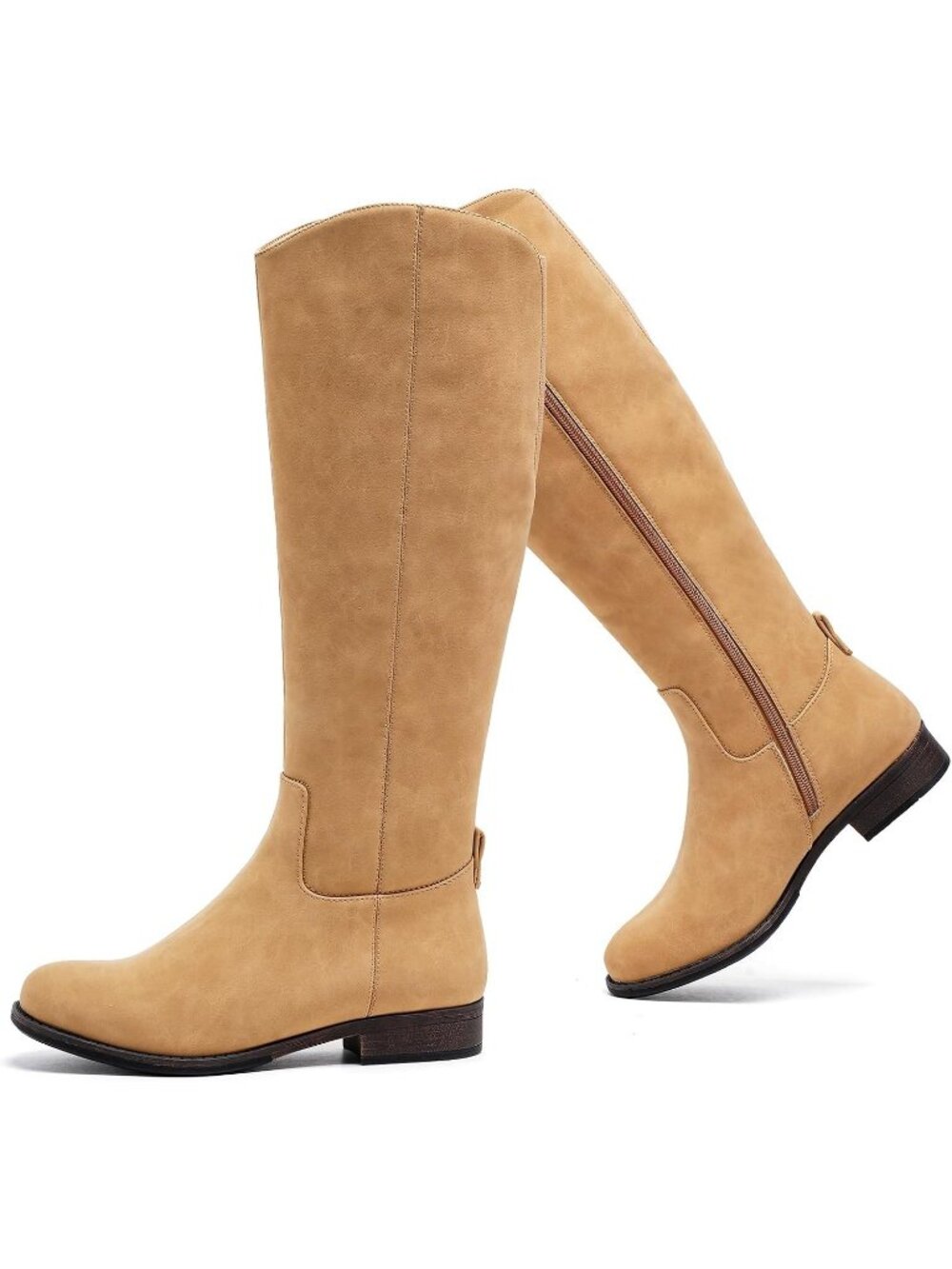 Women's Banana Pu Knee High Boots Riding Fashion Boots Round Toe Faux Leather